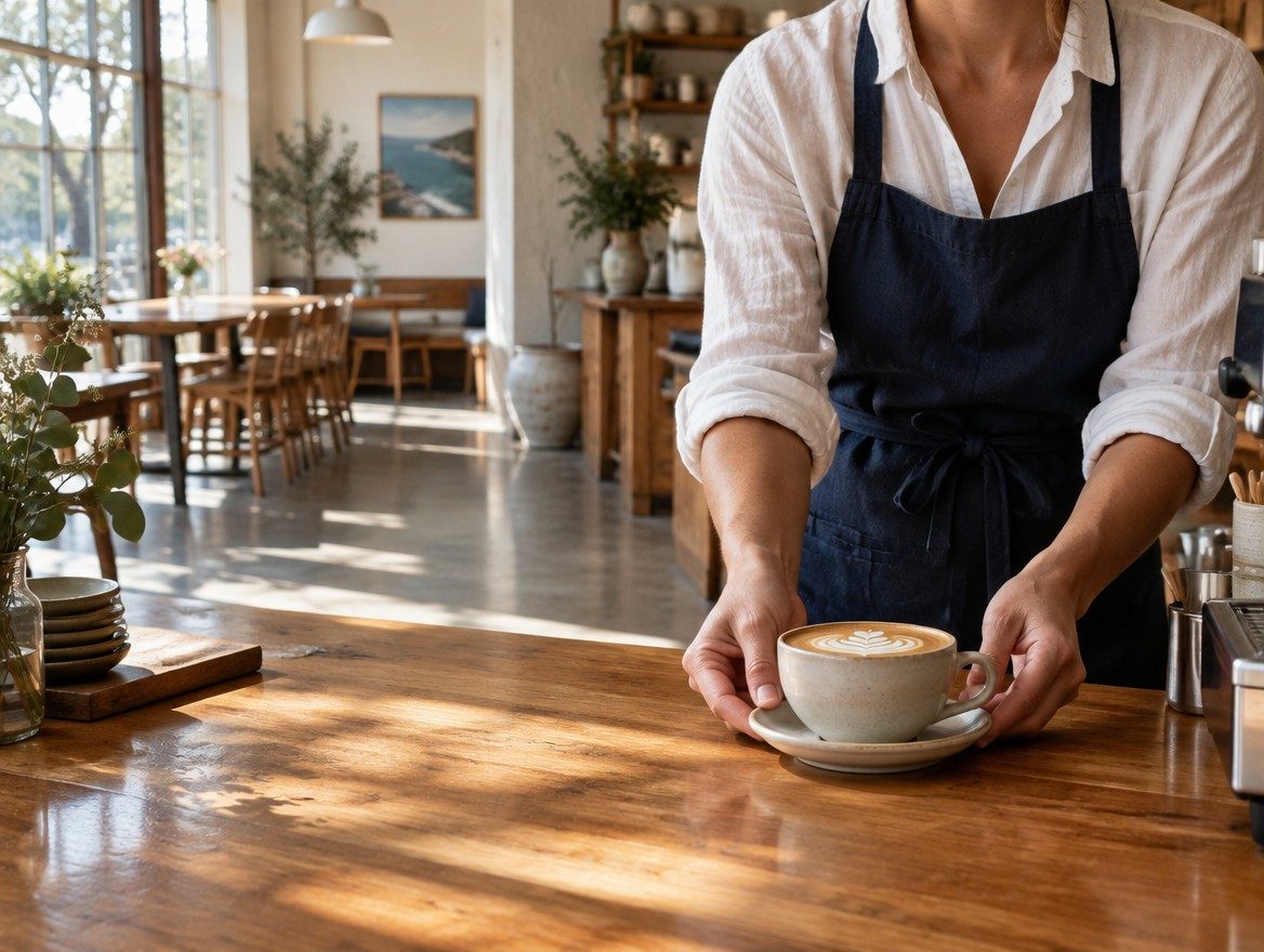 Coffee being served at a neighbourhood café